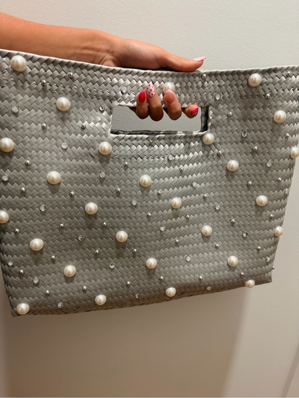 NEW Mexican Oaxaca Artisan Handbah Woven Plastic silver